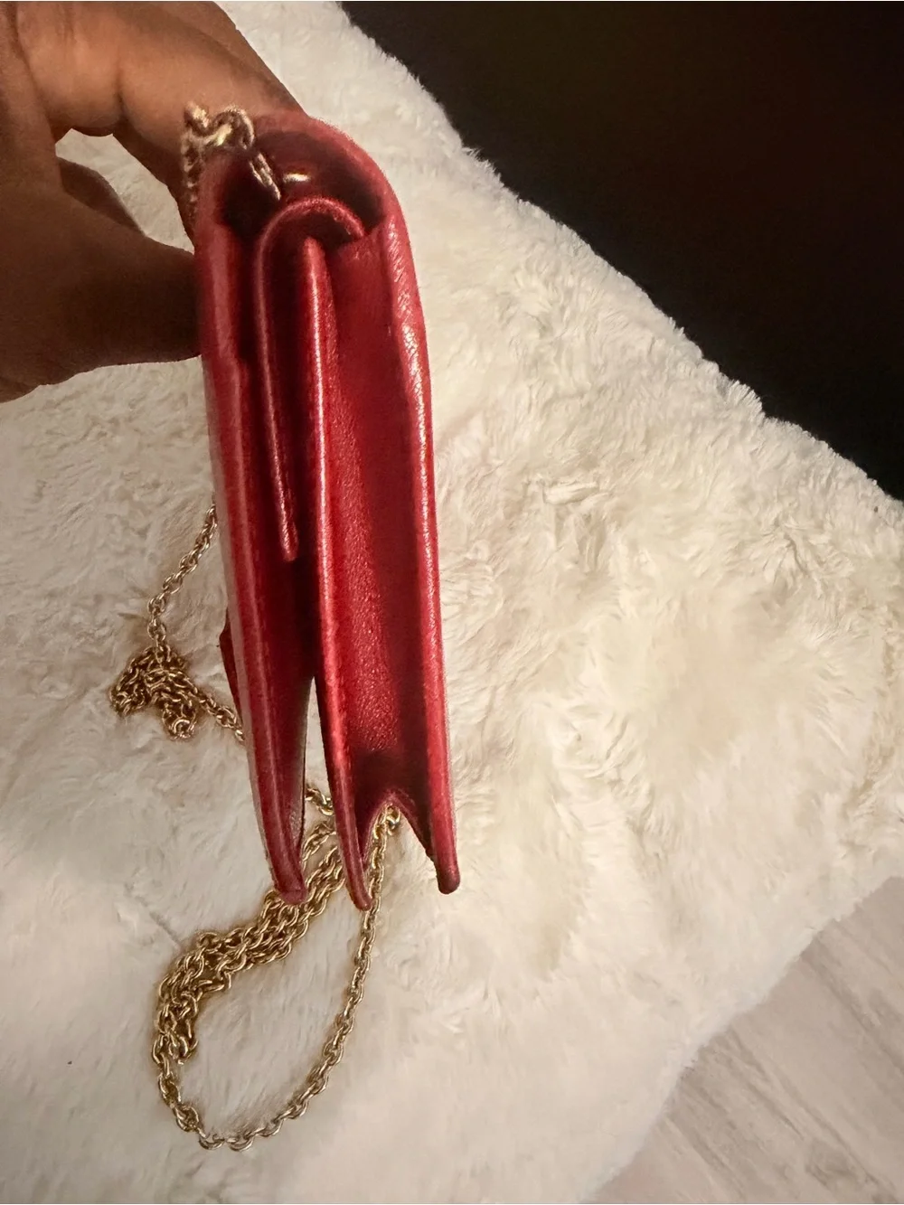 Salvatore Ferragamo Red Leather Vara Bow Chain Crossbody